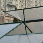 8ft × 6ft Greenhouse Polycarbonate Aluminium Greenhouse with Window, Sliding Door, and Foundation - Greenhouse - British D'sire