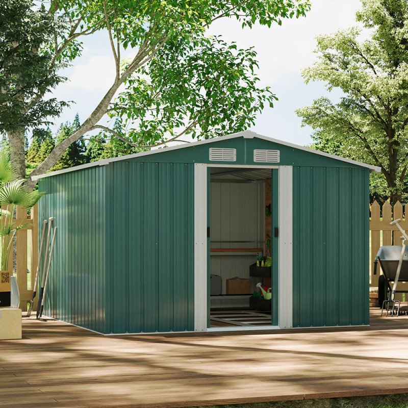 8ft x 8ft Metal Garden Shed Garden Storage with Free Base Foundation - Garden Shed - British D'sire