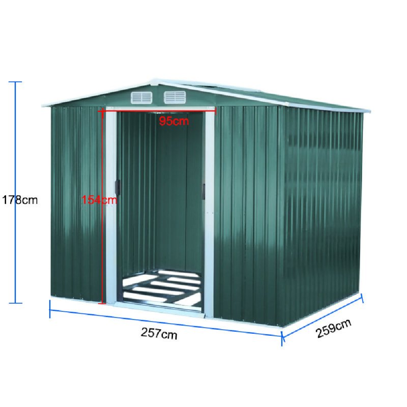 8ft x 8ft Metal Garden Shed Garden Storage with Free Base Foundation - Garden Shed - British D'sire