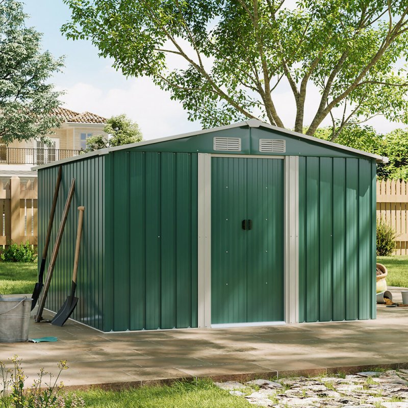 8ft x 8ft Metal Garden Shed Garden Storage with Free Base Foundation - Garden Shed - British D'sire Main image