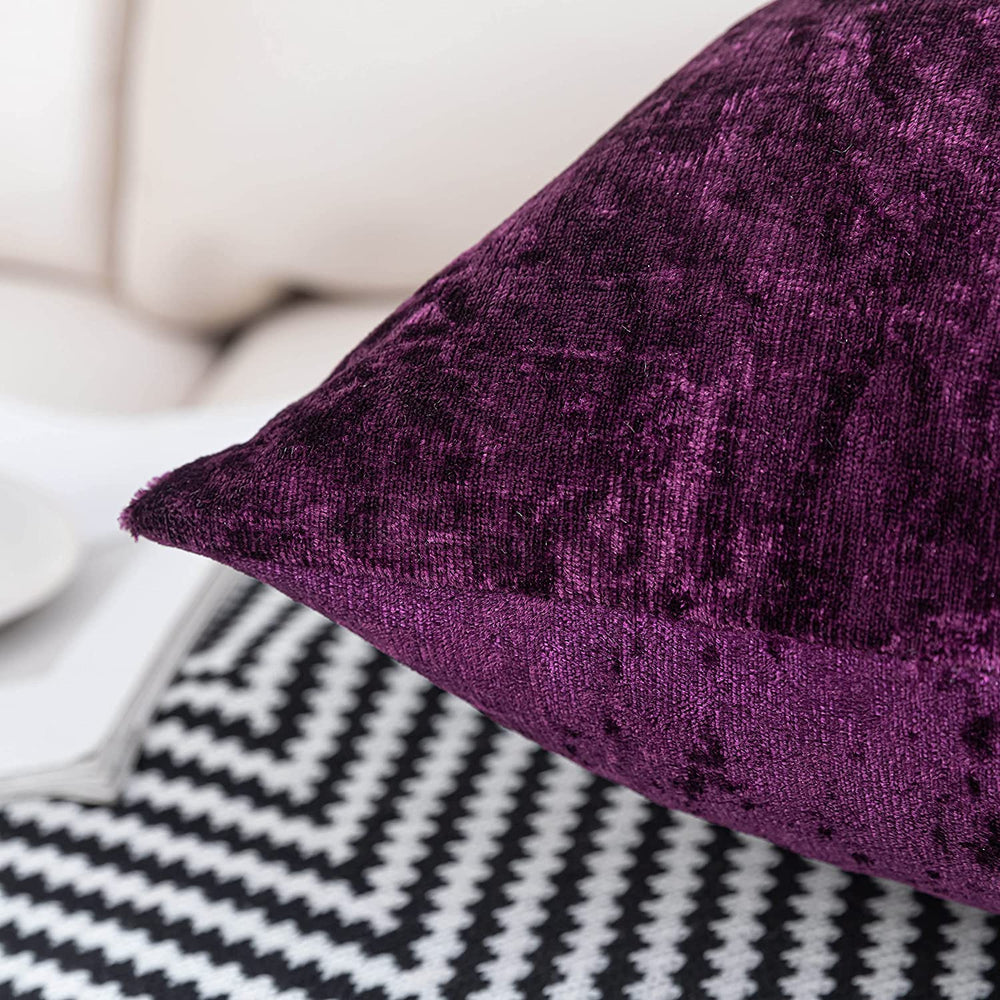 Twin Pack Crushed Velvet Fashion Plain Cushion Covers 8 Colours Pack of 2 Covers