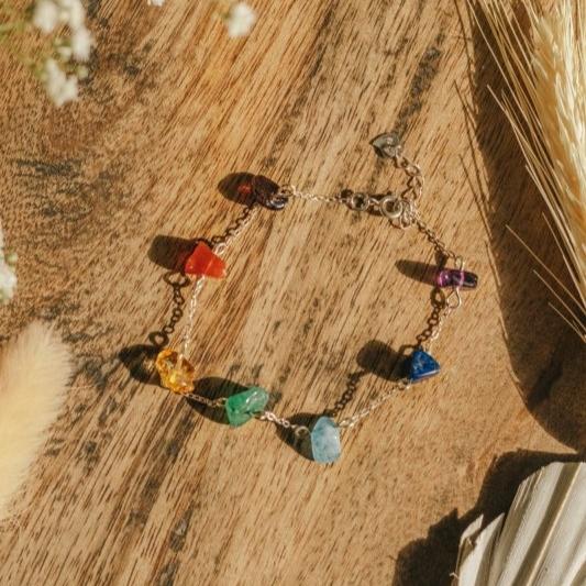 Xander Kostroma - 925 Sterling Silver 7 Chakra Raw Stone Crystal Bracelet - Perfect for Women and Teens - Ideal for Daily Wear, Meditation, and Chakra Balancing  - 17cm + Extension - A Thoughtful Gift for Spiritual Healing and Holistic Health Enthusiasts Secondary image