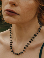 925 Sterling Silver Black Obsidian Crystal Chip Necklace - Necklaces - British D'sire