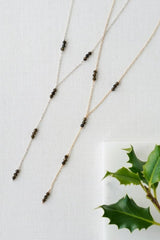 925 Sterling Silver Black Obsidian Delicate Drop Crystal Necklace - Necklaces - British D'sire