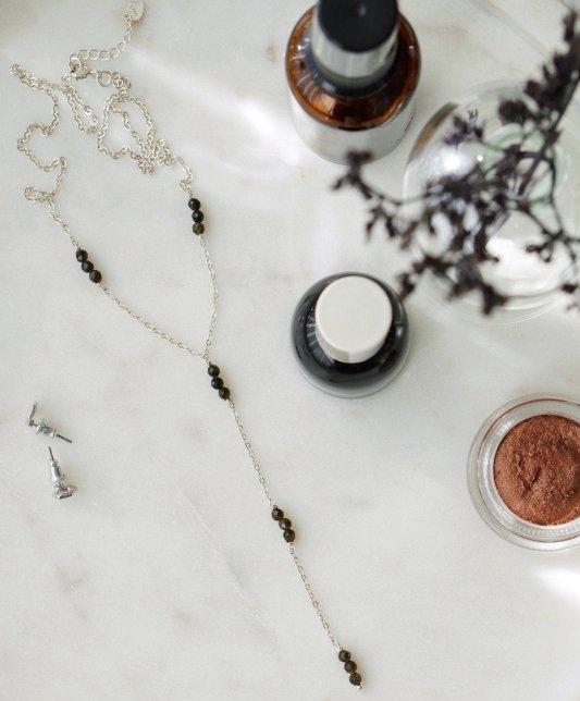 925 Sterling Silver Black Obsidian Delicate Drop Crystal Necklace - Necklaces - British D'sire Main image