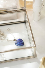 925 Sterling Silver Lapis Lazuli Heart Pendant Necklace - Necklaces - British D'sire