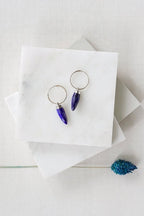 925 Sterling Silver Lapis Lazuli Pendant Earrings - Earrings - British D'sire