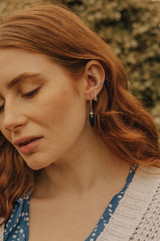 925 Sterling Silver Lapis Lazuli Pendant Earrings - Earrings - British D'sire Main image
