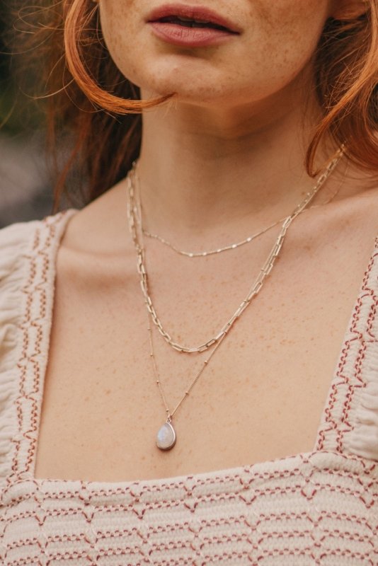 Xander Kostroma - 925 Sterling Silver Layered Moonstone Necklace - Ideal for Women - Enhances Intuition and Healing - Handcrafted Multi-Layer Design - Longest Part 55cm, Shortest Part 42cm + Extension - Perfect Gift for Creativity and Style Secondary image