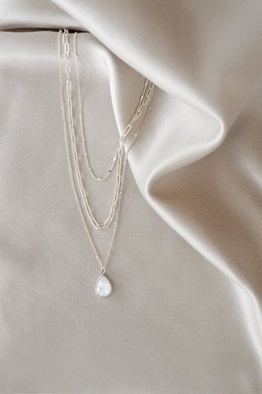 925 Sterling Silver Layered Moonstone Necklace - Necklaces - British D'sire Main image