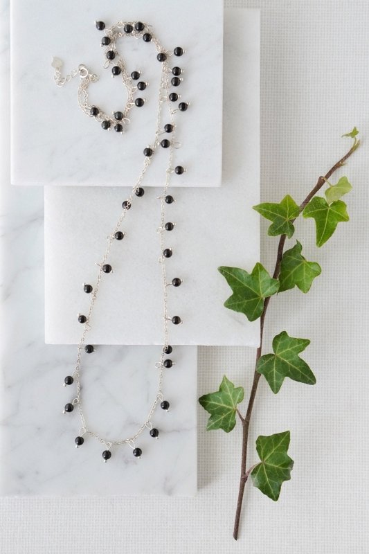 Xander Kostroma - 925 Sterling Silver Long Length Black Obsidian Necklace - Ideal for Women- Enhances Clarity and Protection - Handcrafted Statement Jewelry - 66cm + Extension - Unique Gift for Healing and Style Secondary image
