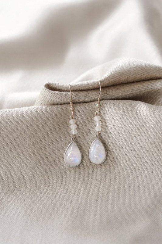 925 Sterling Silver Moonstone Teardrop Earrings - Earrings - British D'sire Main image