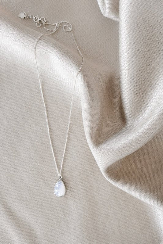 925 Sterling Silver Moonstone Teardrop Necklace - Necklaces - British D'sire Main image