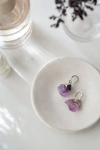 925 Sterling Silver Raw Cut Amethyst Rock Earrings - Earrings - British D'sire