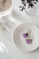 925 Sterling Silver Raw Cut Amethyst Rock Earrings - Earrings - British D'sire