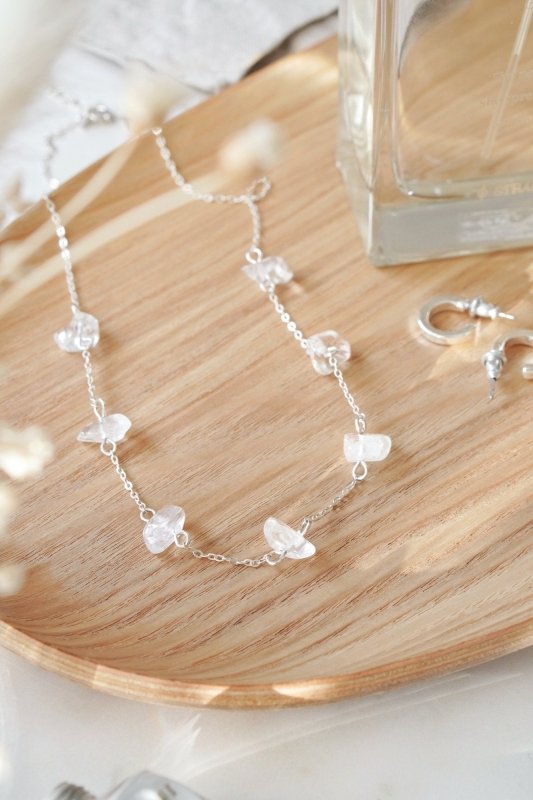 925 Sterling Silver Raw Quartz Stone Crystal Necklace - Necklaces - British D'sire Main image