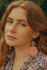 925 Sterling Silver Rose Quartz Pink Rattan Earrings - Earrings - British D'sire