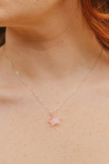 925 Sterling Silver Rose Quartz Star Necklace - Necklaces - British D'sire