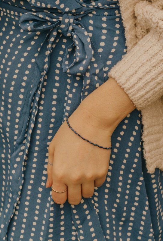 925 Sterling Silver Super Mini Lapis Lazuli Crystal Bracelet - Bracelets - British D'sire Main image