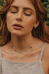 925 Sterling Silver Turquoise & Clear Quartz Layered Necklace - Necklaces - British D'sire