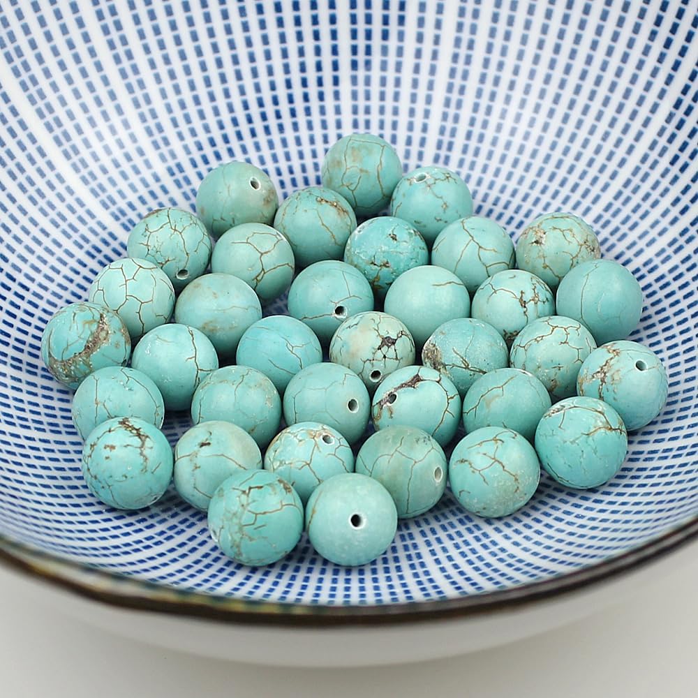 Beads for less 6mm Round Turquoise Loose Gemstone Beads – 60pcs, 30g – Premium Turquoise Beads for Jewelry Making, Bracelets, Necklaces – Ideal for Crafters, DIY Enthusiasts, and Spiritual Wellness