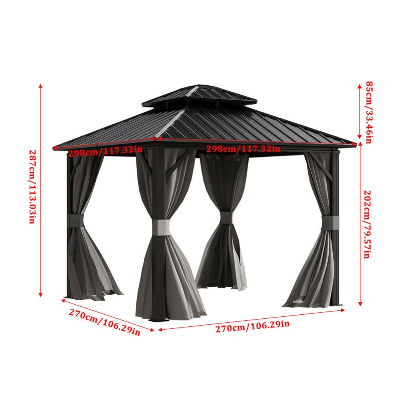 9x9ft Hardtop Patio Gazebo - Gazebo - British D'sire