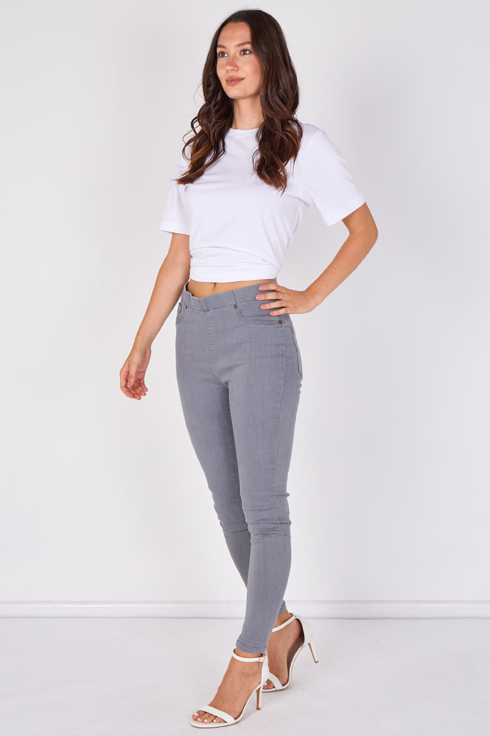 Grey Stretch Denim Jeggings