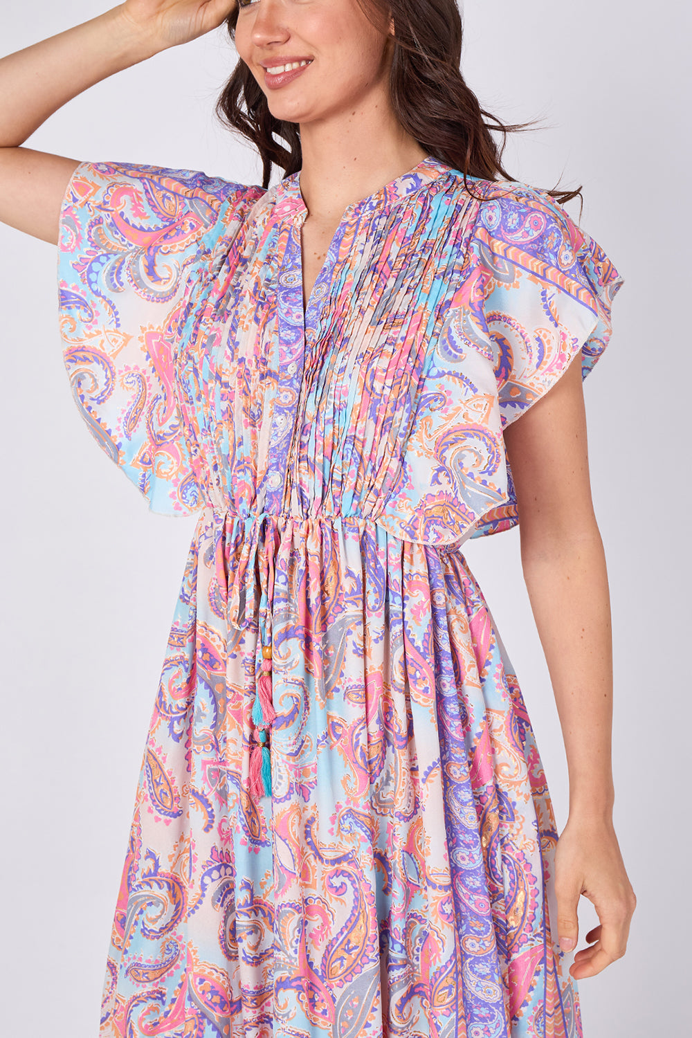 Paisley Button-Front Maxi Dress
