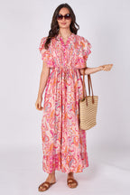 Paisley Button-Front Maxi Dress
