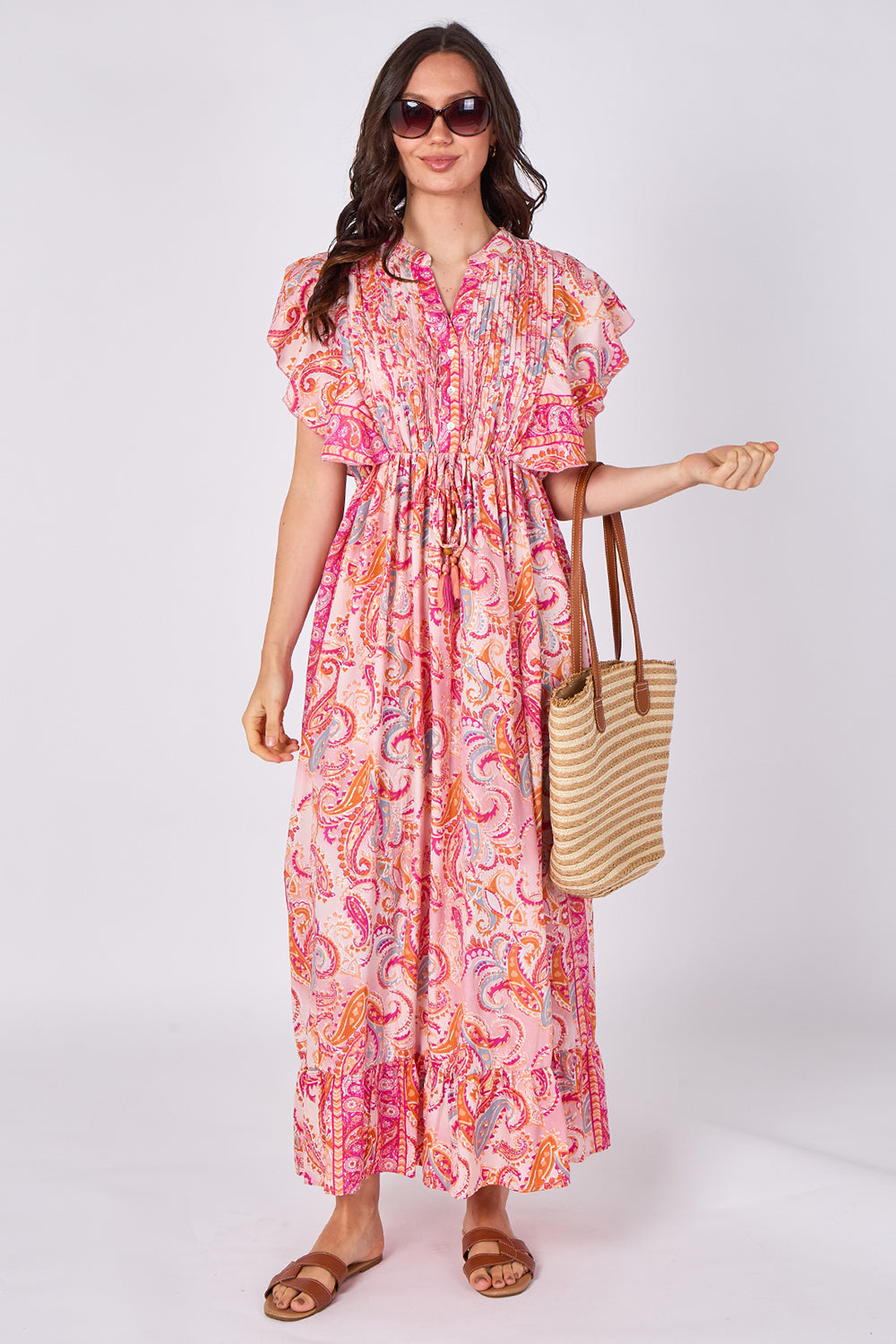 Paisley Button-Front Maxi Dress