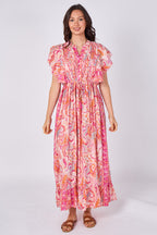 Paisley Button-Front Maxi Dress