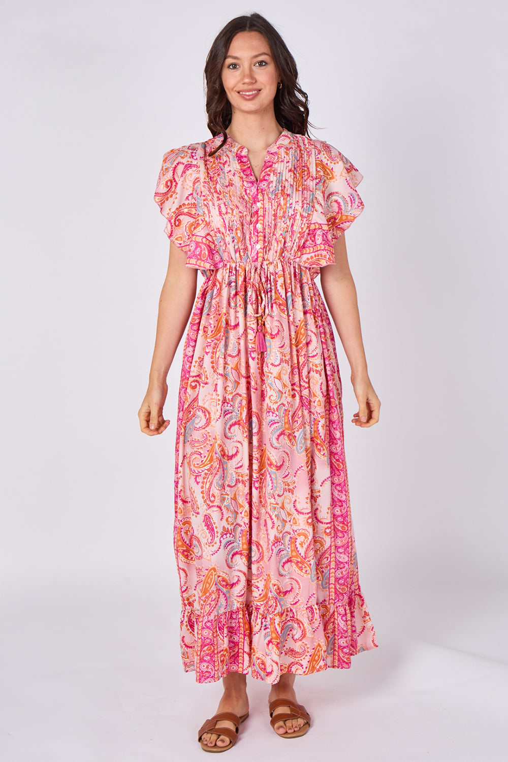 Paisley Button-Front Maxi Dress