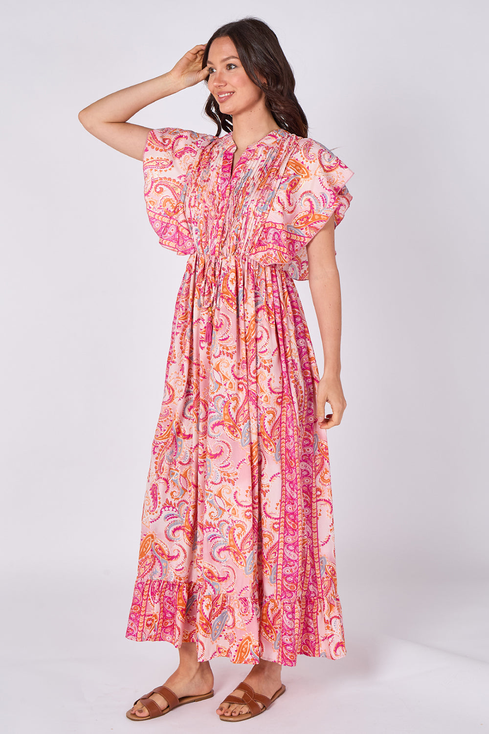Paisley Button-Front Maxi Dress