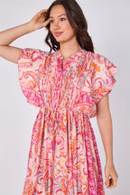 Paisley Button-Front Maxi Dress