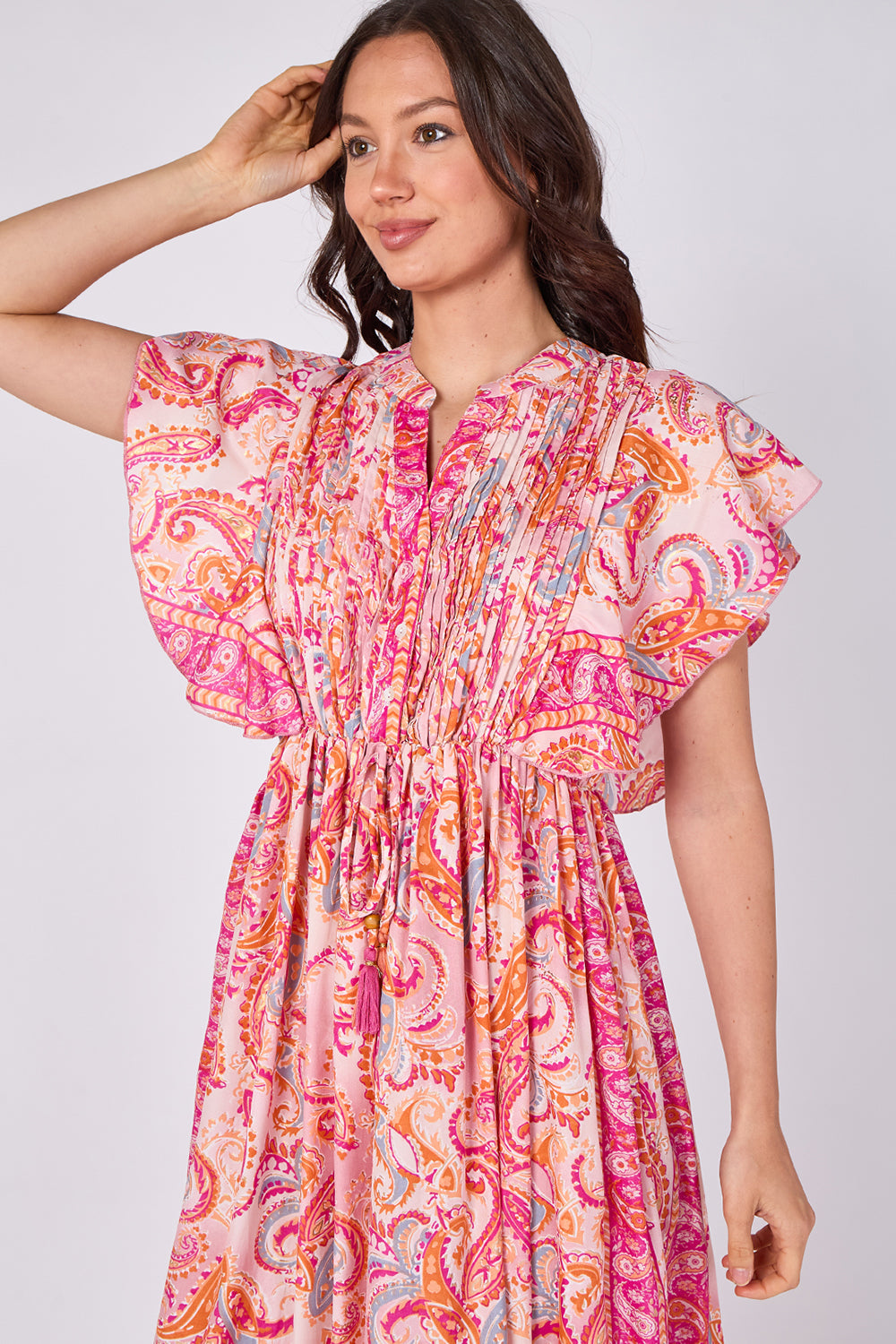 Paisley Button-Front Maxi Dress