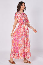Paisley Button-Front Maxi Dress