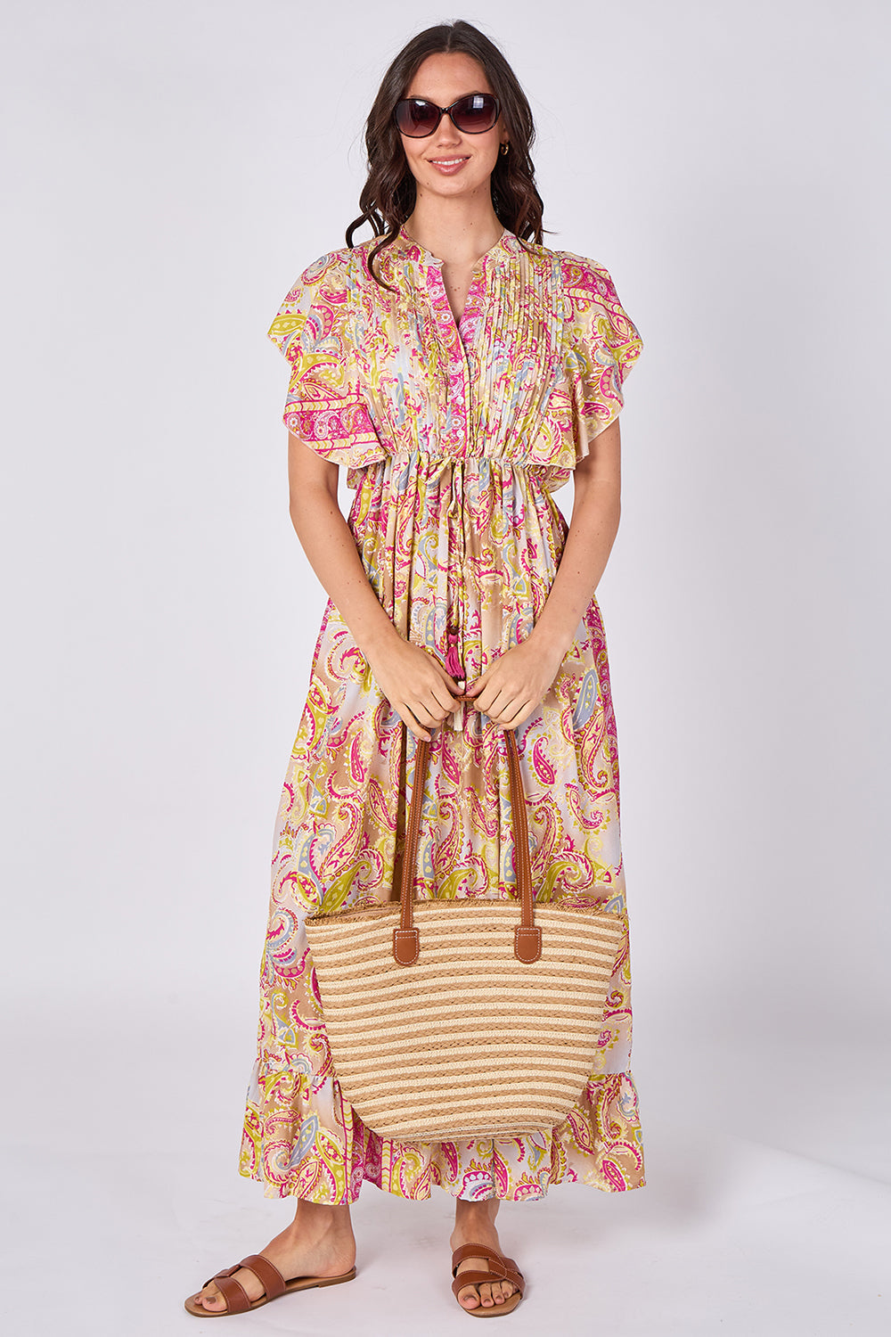 Paisley Button-Front Maxi Dress