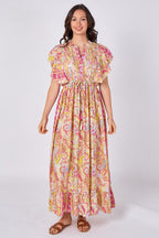 Paisley Button-Front Maxi Dress