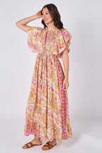 Paisley Button-Front Maxi Dress