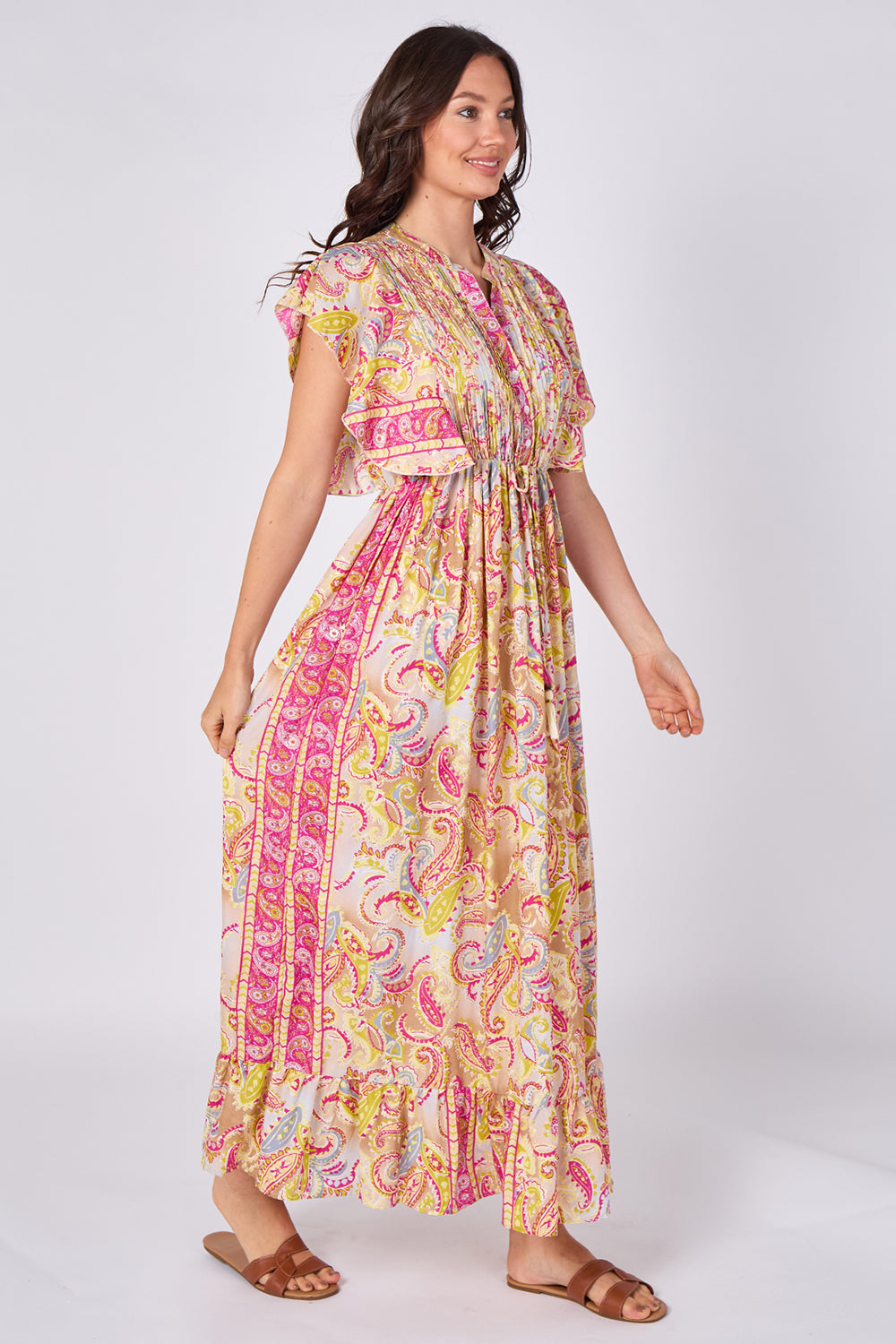Paisley Button-Front Maxi Dress