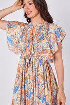 Paisley Button-Front Maxi Dress