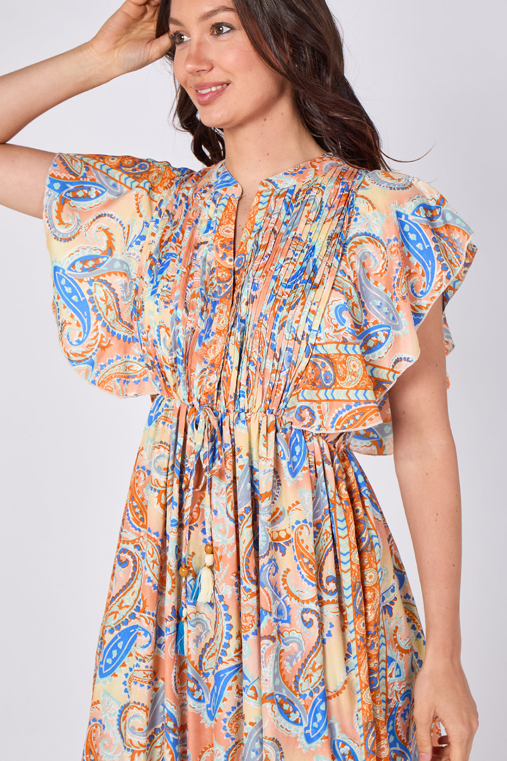 Paisley Button-Front Maxi Dress