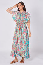 Paisley Button-Front Maxi Dress