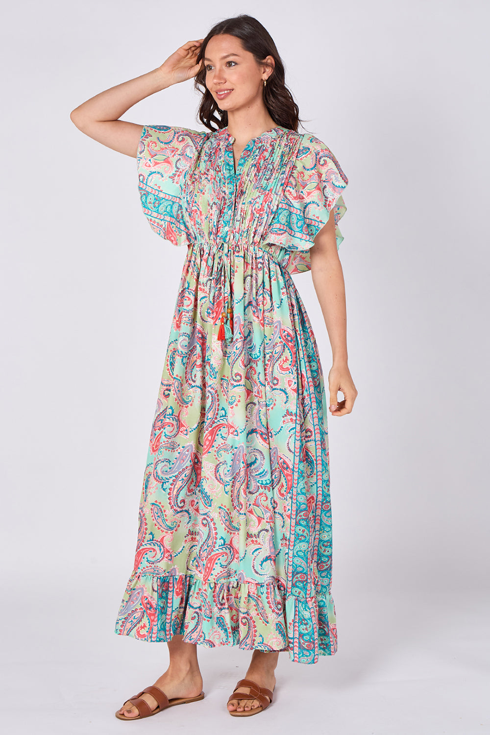Paisley Button-Front Maxi Dress