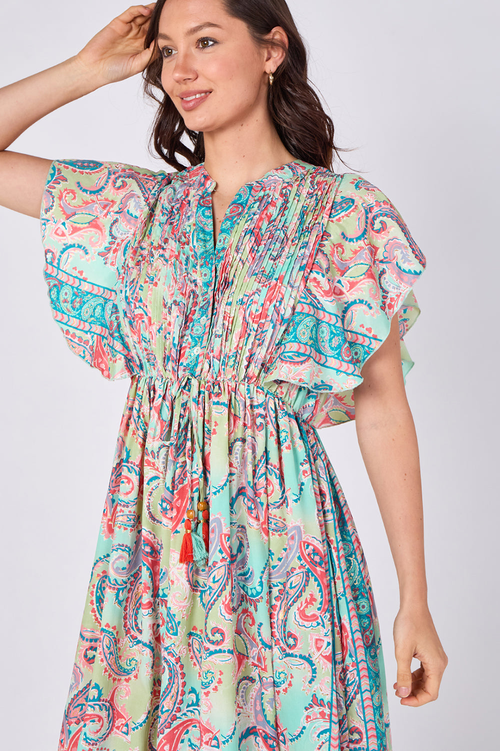 Paisley Button-Front Maxi Dress