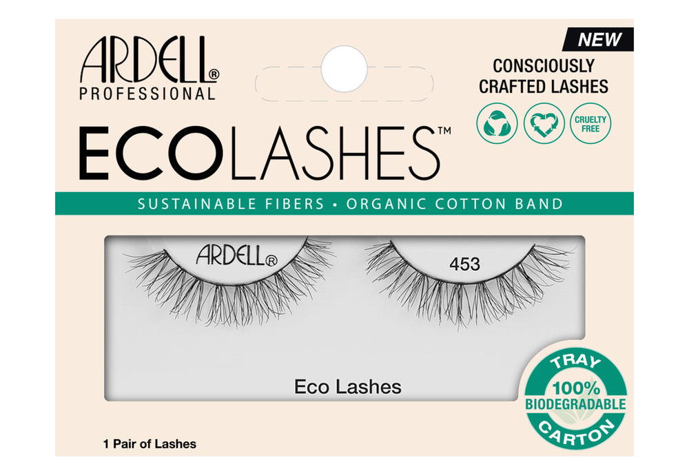 Frontview of a wall-hook ready retail pack of Ardell's Ecolashes 453 with printed text Main image