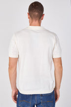 Men's Textured Knitted Button-Through Polo Shirt