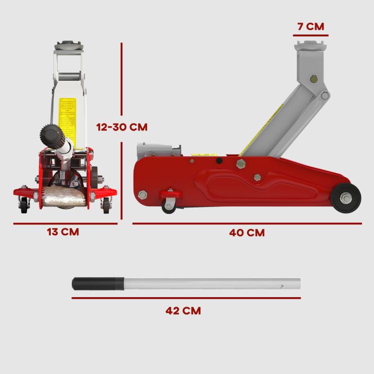[UK Warehouse] Low Profile Jack, 2 Ton Hydraulic Car Jack for Car Trailer Garage Tyre Repair, Red
