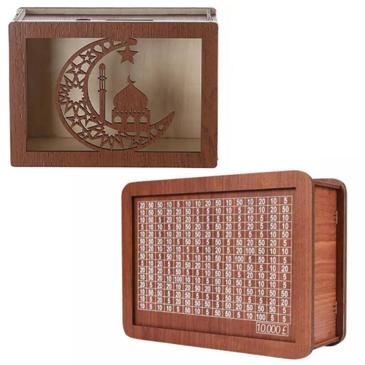 [UK Warehouse] £10000 Wooden Money Box Counter Piggy Bank Cash Coin Saving Adult Kids