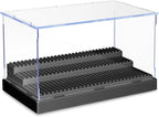 [UK Warehouse] Minifigures Figure Display Case - 3-Tier Clear Acrylic Dustproof Black, Grey